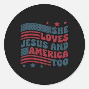 Adesivo Ama Jesus e América Demasiado Cristão Patriótico 4