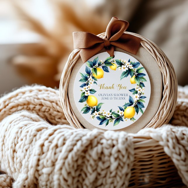 Adesivo Amalfi Ciao Baby Thank You Stickers | Lemon Wreath (Criador carregado)