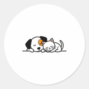 Adesivo Amante de Animais Engraçados - Gato Fofo e Cachorr