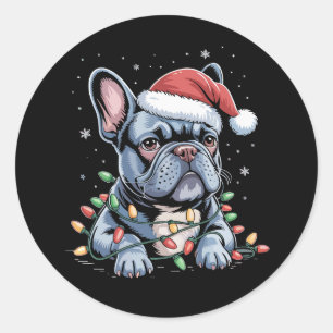 Adesivo Amante de Bulldog Francês Frenchie Chapéu de Natal