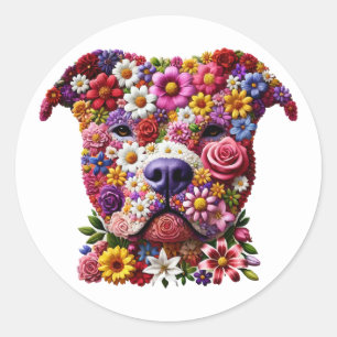 Adesivo Amante de Cachorro Cara de Flor Pitbull