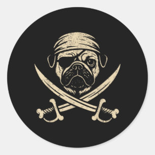 Adesivo Amante de cachorro Pug Pirata Antigo