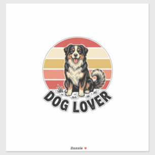 Adesivo Amante de Cães Gravação Vintage Desenho de Cão Fof