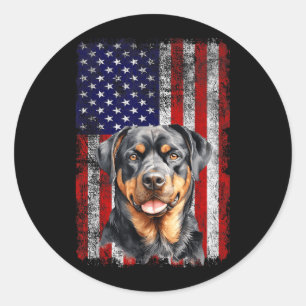 Adesivo Amante de Cão Rottweiler Bandeira dos EUA 4 de Jul