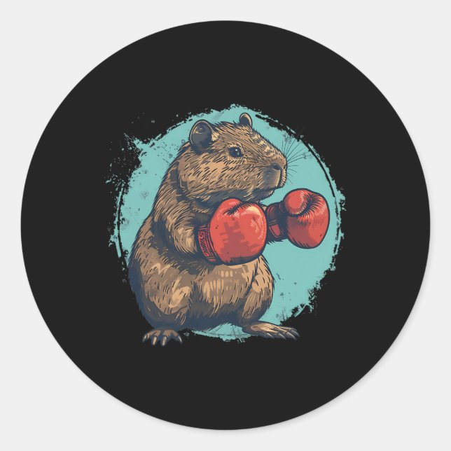 Adesivo Amante de Capivara de Boxe Luvas de Boxe Kickboxin (Frente)