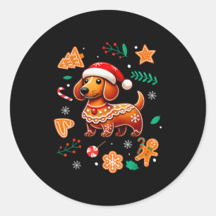 Adesivo Amante de Dachshund de Pão de Mel Natal C
