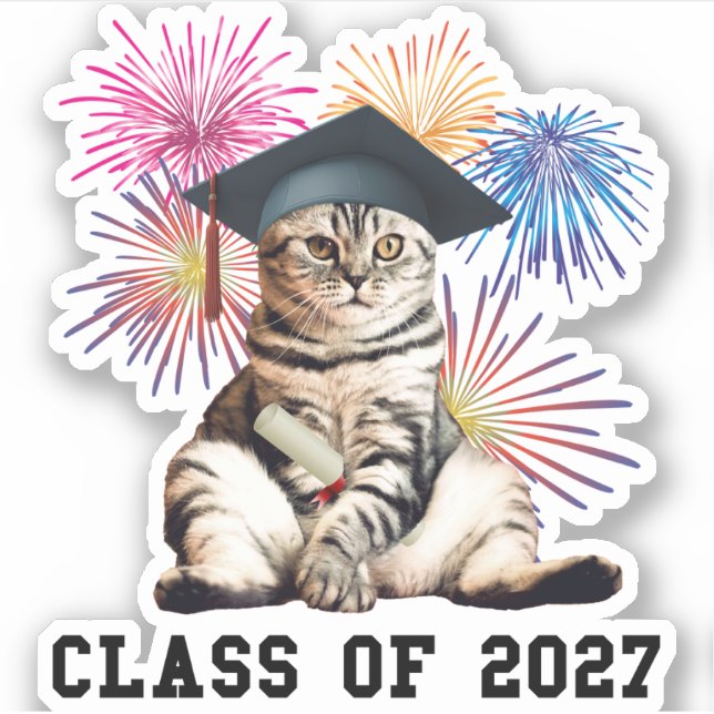 Adesivo Amante de Gatos da Turma de 2027 (Frente)