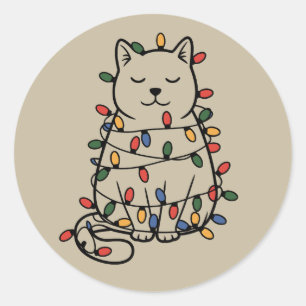 Adesivo Amante de Gatos Fofos Luzes de Natal Mãe de Gato N