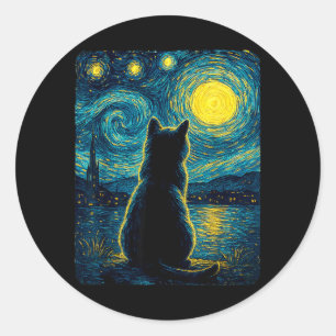 Adesivo Amante de Gatos Pretos Noite Estrelada Vincent Van