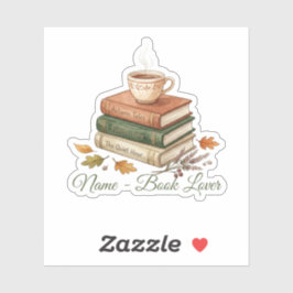 Adesivo Amante de Livros Aconchegantes Nome Personalizado 