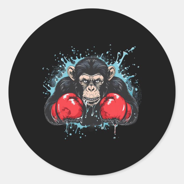 Adesivo Amante de Macaco de Boxe Luvas de Boxe Kickboxing  (Frente)