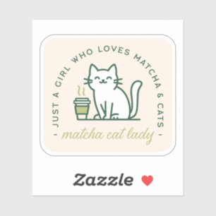Adesivo Amante de matcha e gato engraçado apenas uma garot