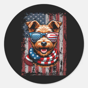 Adesivo Amante do Cão Terrier Galês Bandeira dos EUA 4 de
