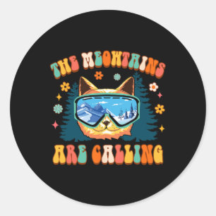 Adesivo Amante do Esqui na Montanha Snowboard Os Meowtains
