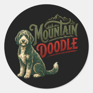 Adesivo Amantes de cães doodle da montanha vintage retrô a