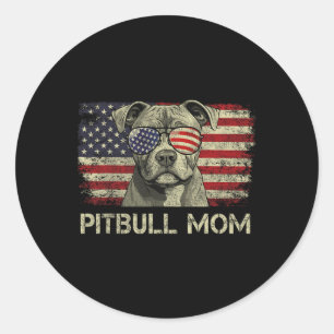 Adesivo Amantes de Cães Mãe Pitbull Bandeira Americana 4 d