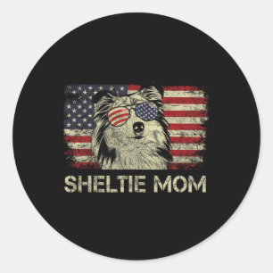 Adesivo Amantes de Cães Mãe Sheltie Bandeira Americana 4 d