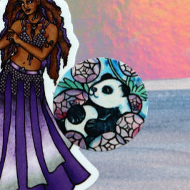 Adesivo Amantes de Flores Roxas de Urso Panda