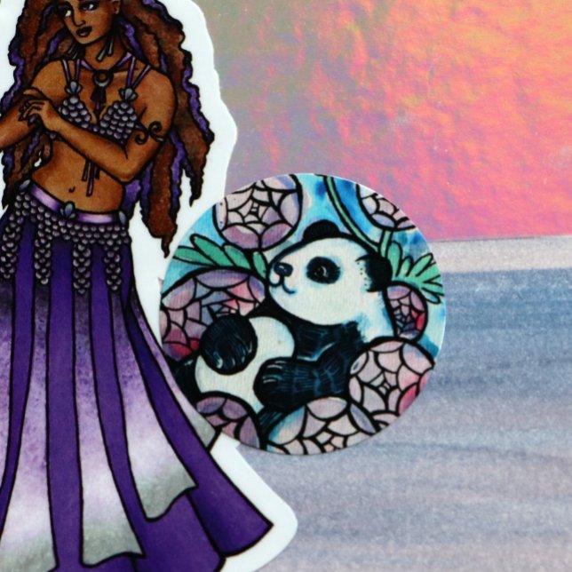 Adesivo Amantes de Flores Roxas de Urso Panda (Criador carregado)