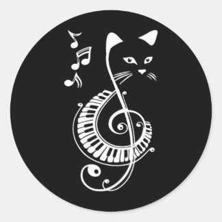 Adesivo Amantes de Música de Gato em Clave de Sol Feminino