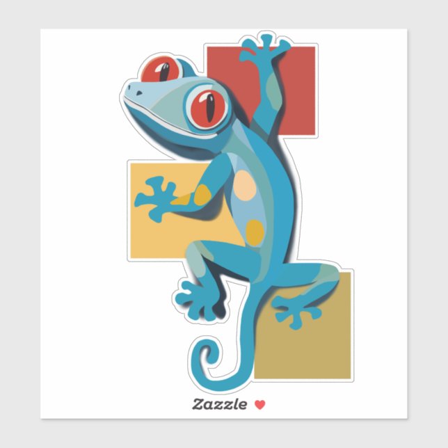 Adesivo Amantes do Réptil Gecko Azul-Cinto (Folha)