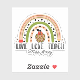 Adesivo Amar Ensinar Apreciação do Professor Arco-Íris