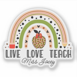 Adesivo Amar Ensinar Apreciação do Professor Arco-Íris