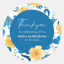 Amarela Floral azul italiano chá de noiva 