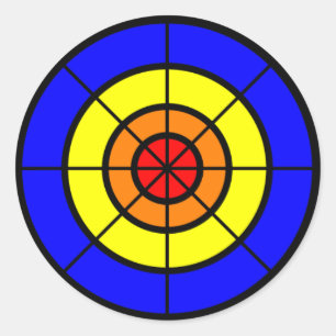 Adesivo amarelo alaranjado vermelho e azul do bullseye
