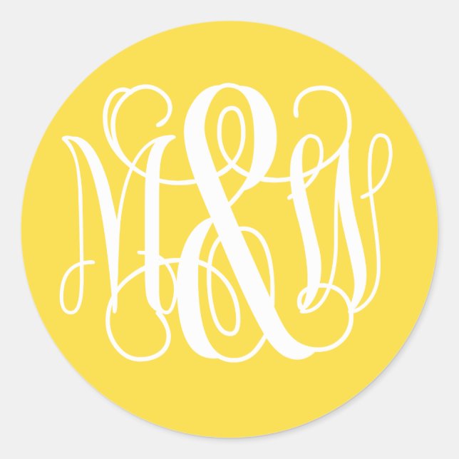 Adesivo Amarelo Branco B&G Vinho Script Monograma DIY BG (Frente)