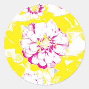 Adesivo Amarelo-claro e Flor Zinnia-Cor-de-Rosa