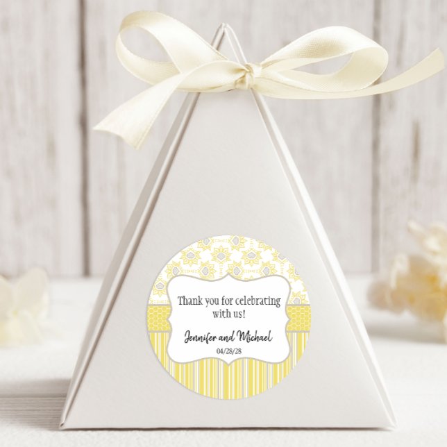 Adesivo Amarelo de abelhas e Cinza Geométrica (Criador carregado)