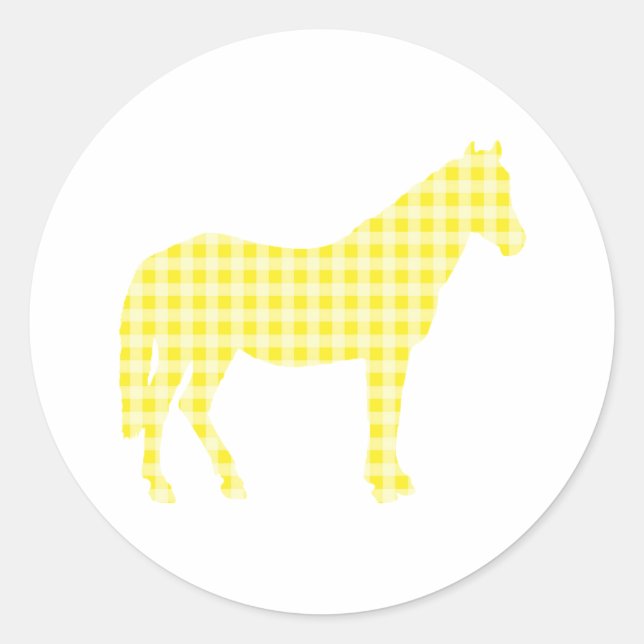 Adesivo amarelo de cavalos de gingham (Frente)