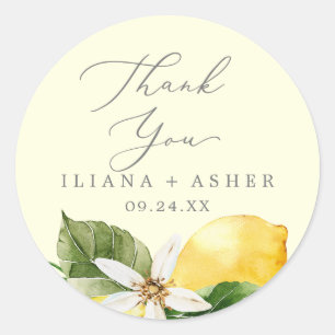 Adesivo Amarelo de Lemon Moderno Obrigado Vinheta