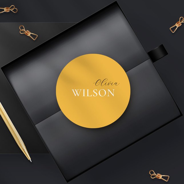 Adesivo Amarelo de mostarda de mostarda com script minimal (Criador carregado)