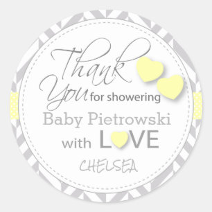 Adesivo Amarelo e Cinza Chevron Obrigado