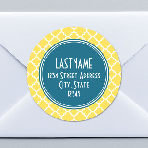 Adesivo Amarelo e monograma do costume do teste padrão de