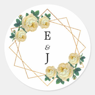 Adesivo Amarelo Floral Elegante Dourado Glitter Geométric