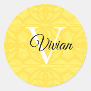 Adesivo Amarelo iluminante com nome de monograma branco