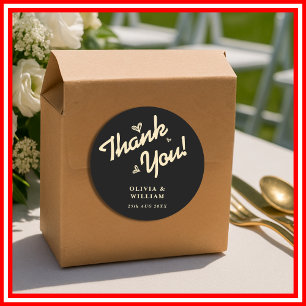 Adesivo Amarelo Manteiga Preto Casamento Obrigado