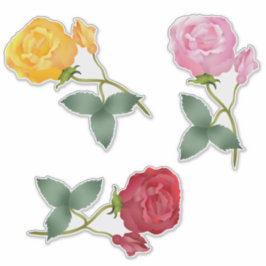 Adesivo Amarelo, Rosa E Rosas vermelhas