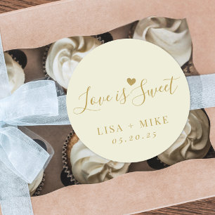 Adesivo Amarelo Suave Favor de Casamento Doce é o Amor