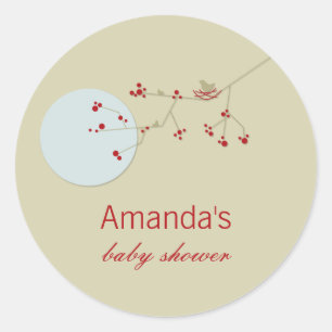 Adesivo Amarrando Família De Aves Em Ramais Chá de fraldas