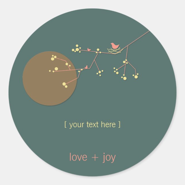 Adesivo Amarrando Família De Aves Em Ramais Chá de fraldas (Frente)