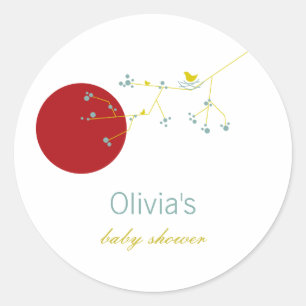 Adesivo Amarrando Família De Aves Em Ramais Chá de fraldas