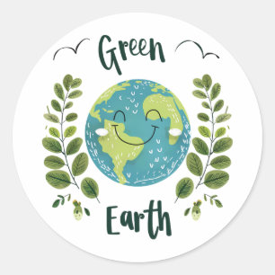Adesivo Ambiente mundial - Terra sorridente com Terra Verd