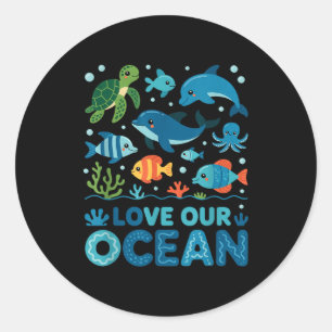 Adesivo Ame nosso oceano - animais marinhos vida marinha 
