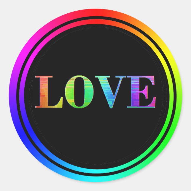 Adesivo Ame os Círculos redondos LGBT do Arco-Íris (Frente)