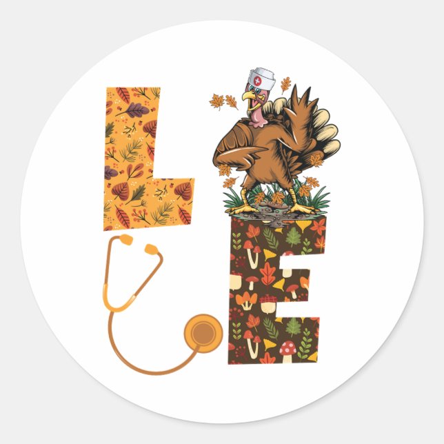 Adesivo Ame Turquia Stethoscope Enfermeira Vida Ação de Gr (Frente)