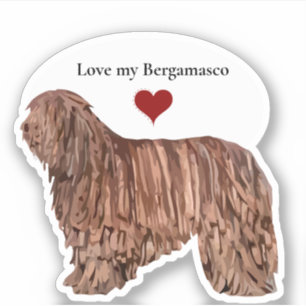Adesivo Ame uma raça do cão de Bergamasco cortada